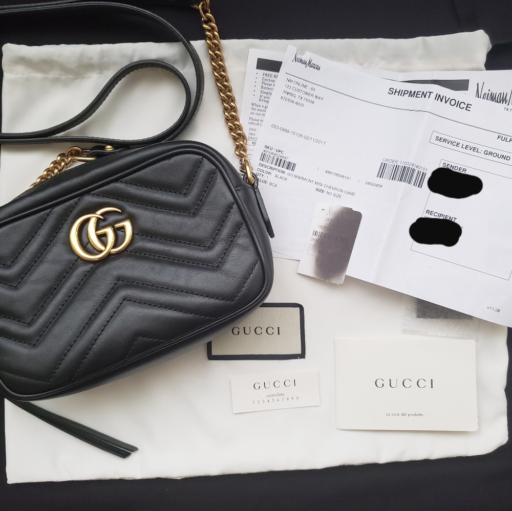 Gucci GG Marmont Mini Matelasse Camera Bag Black